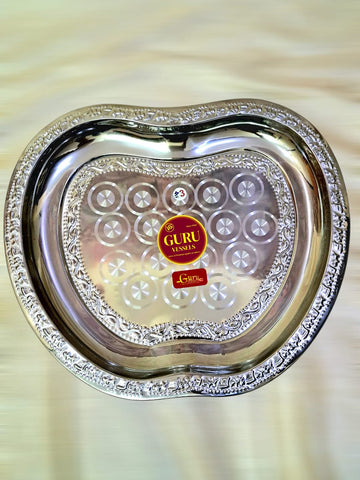 Big Apple shape Tray – Stainless Steel Decorative Plate (18 x 15.5 inch)/ seervarisai plate