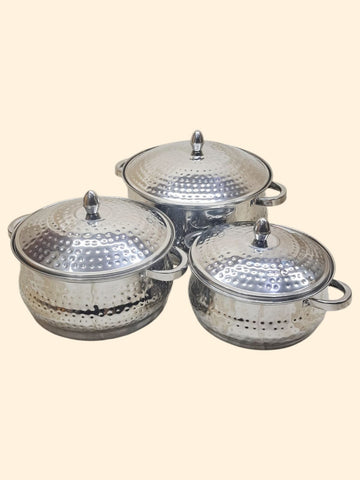 Serving dish- stainless steel 3 piece combo hammered finish