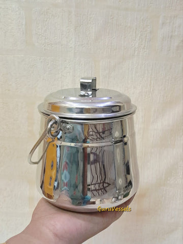 Handcrafted karaikudi thooku-Stainless Steel Papaya shape Thooku – 6 & 6.5 Inch Traditional Hanging Containers