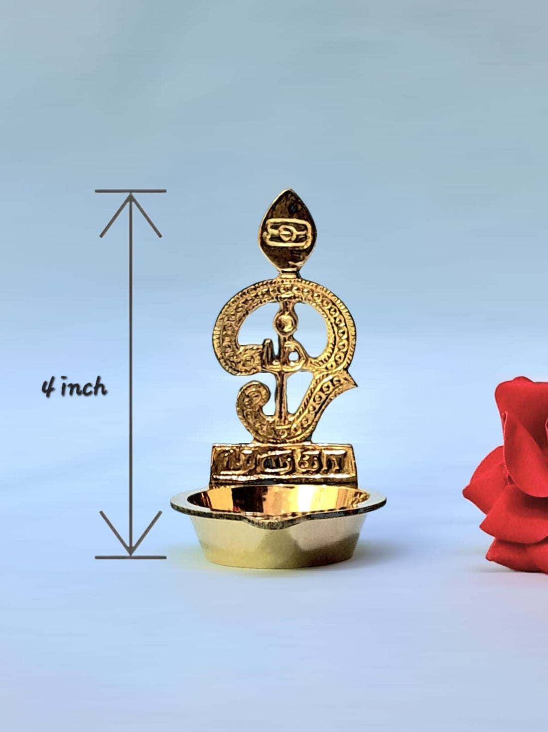 Om Vilakku – 4 Inch Brass Pooja Diya | Traditional