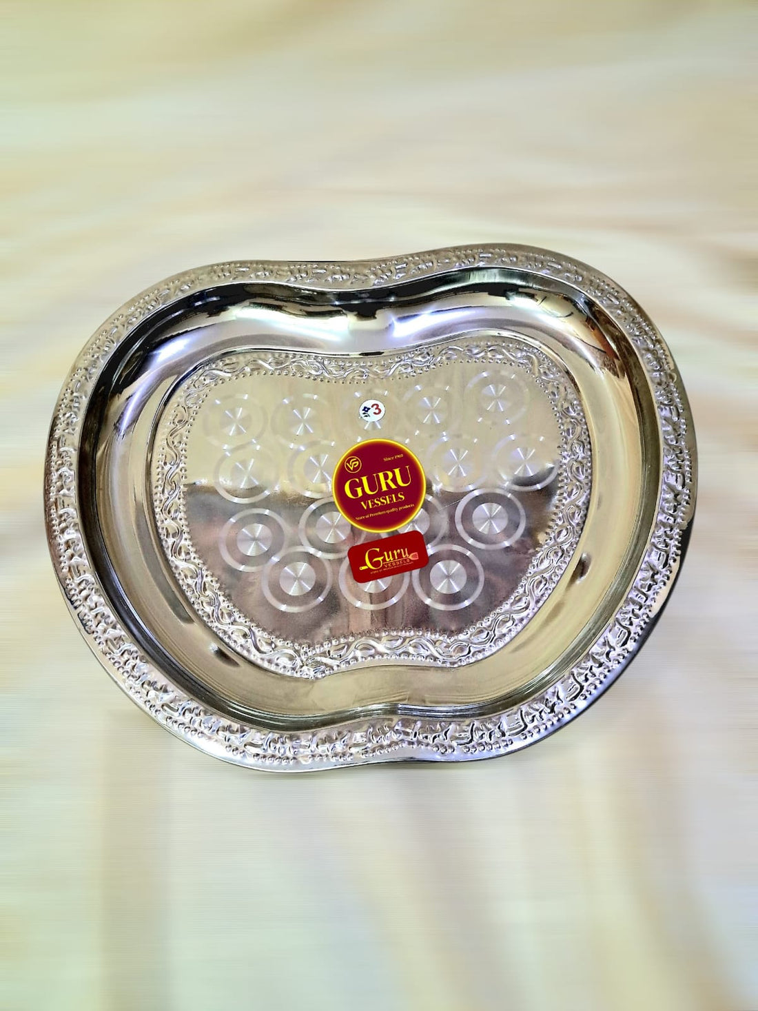 Big Apple shape Tray – Stainless Steel Decorative Plate (18 x 15.5 inch)/ seervarisai plate