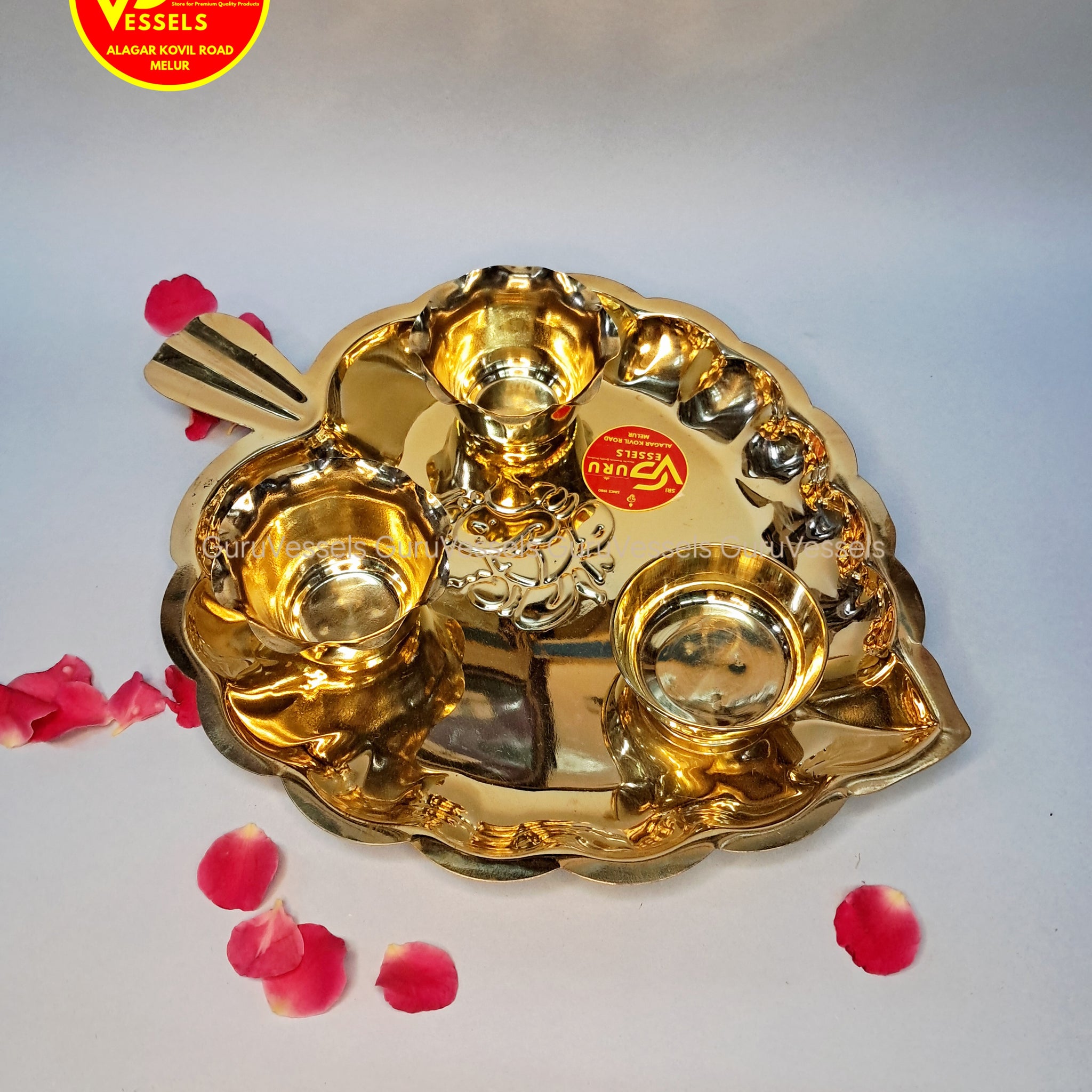 Brass thali kumkum plate 11.5*9