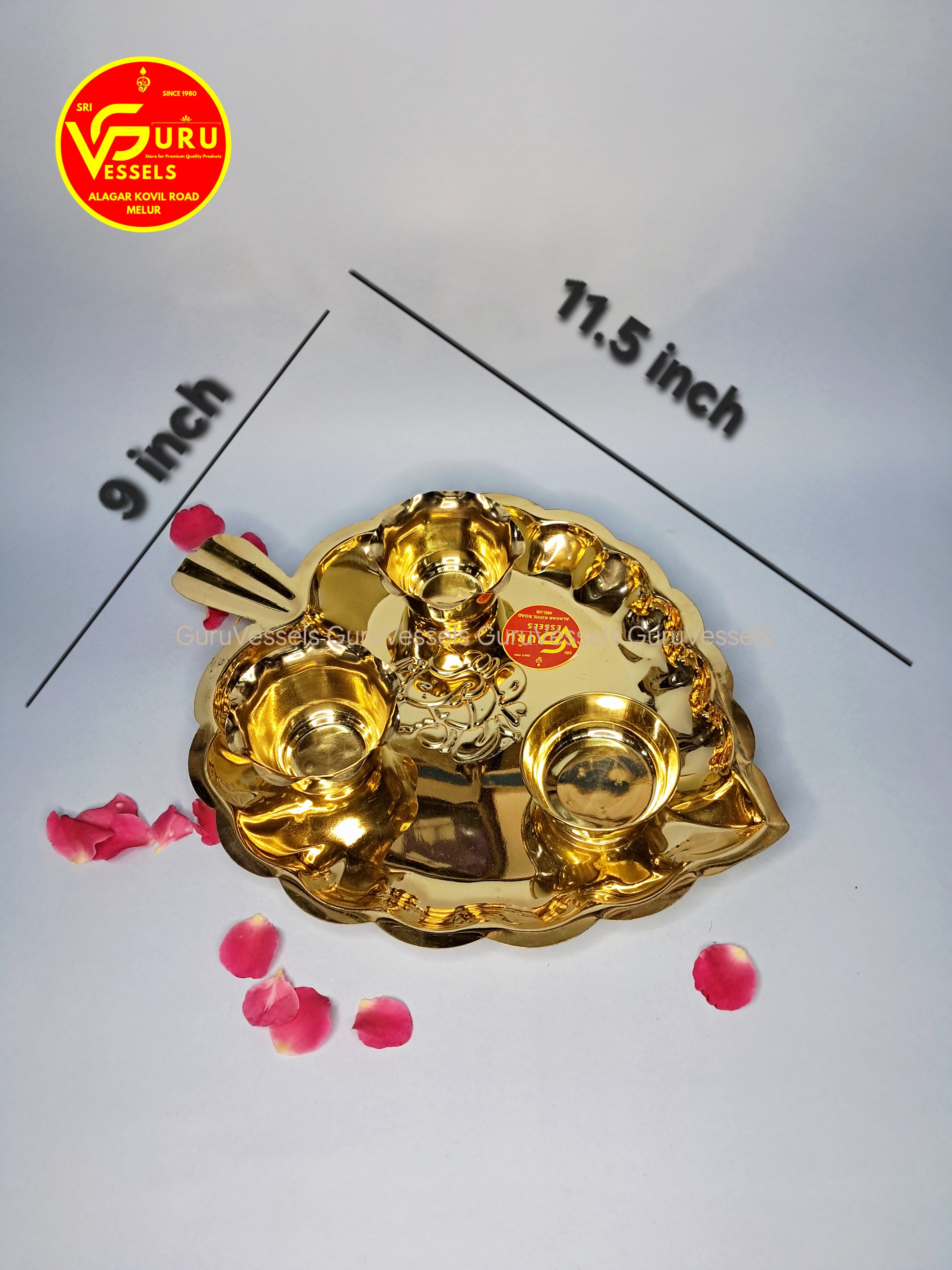 Brass thali kumkum plate 11.5*9