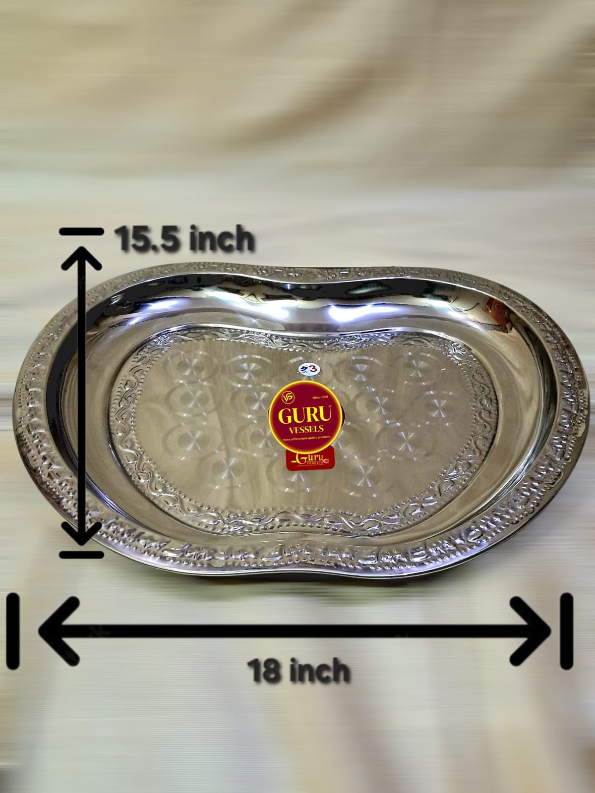 Big Apple shape Tray – Stainless Steel Decorative Plate (18 x 15.5 inch)/ seervarisai plate
