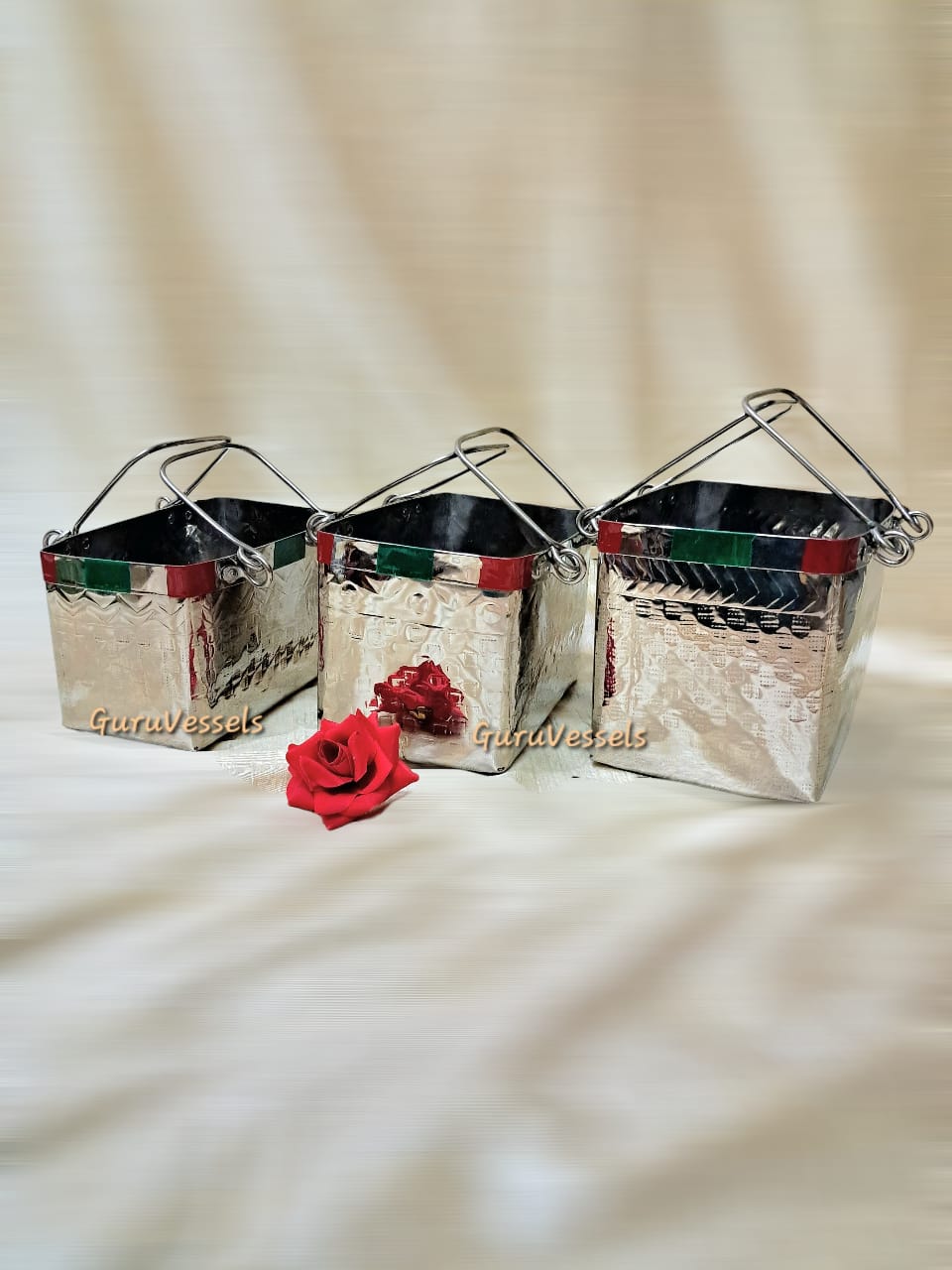 Traditional Chettinad Stainless Steel Flower Basket – Temple Pooja ritual & Kalyana Seervarisai | Guru Vessels