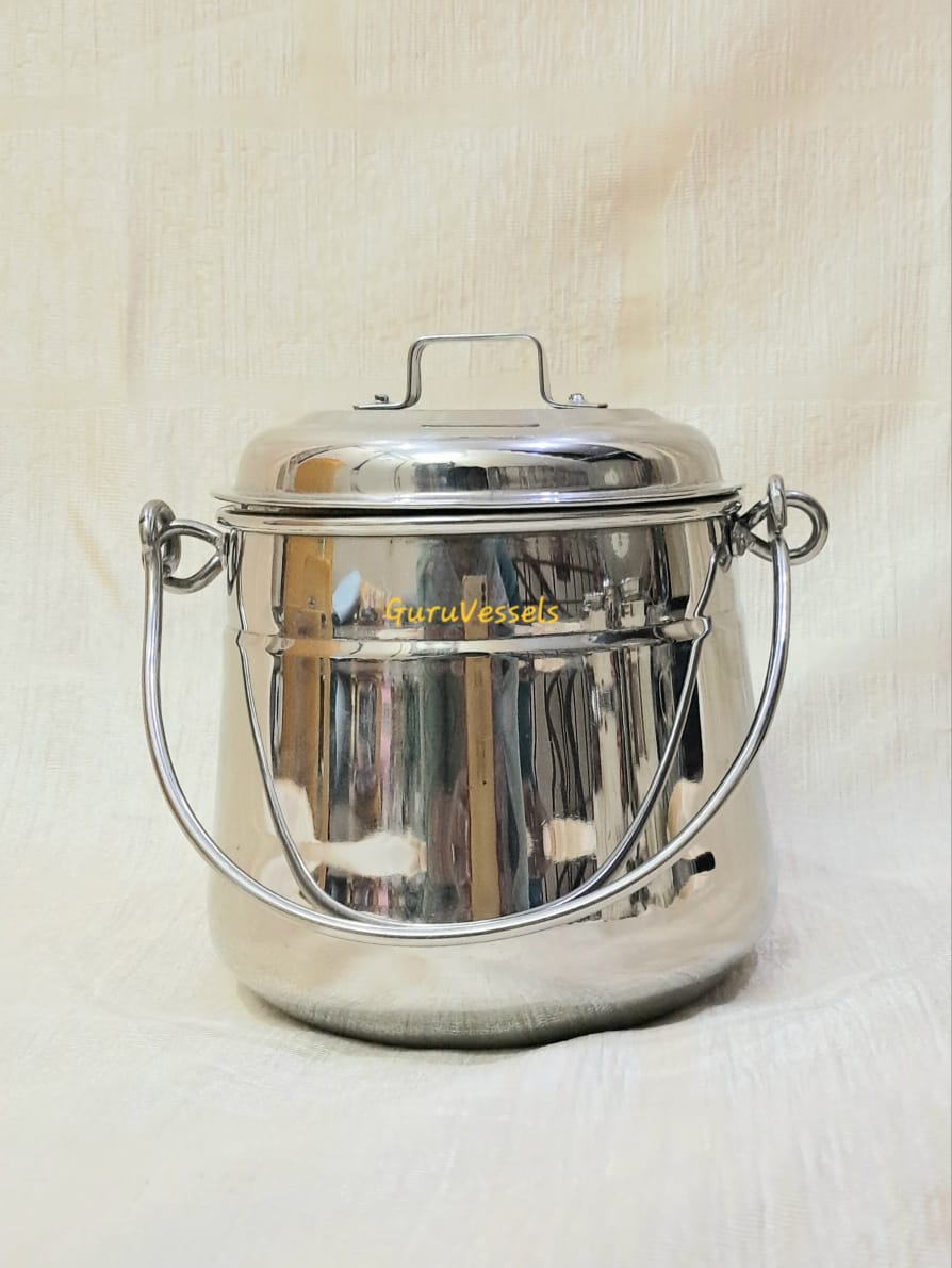 Handcrafted karaikudi thooku-Stainless Steel Papaya shape Thooku – 6 & 6.5 Inch Traditional Hanging Containers