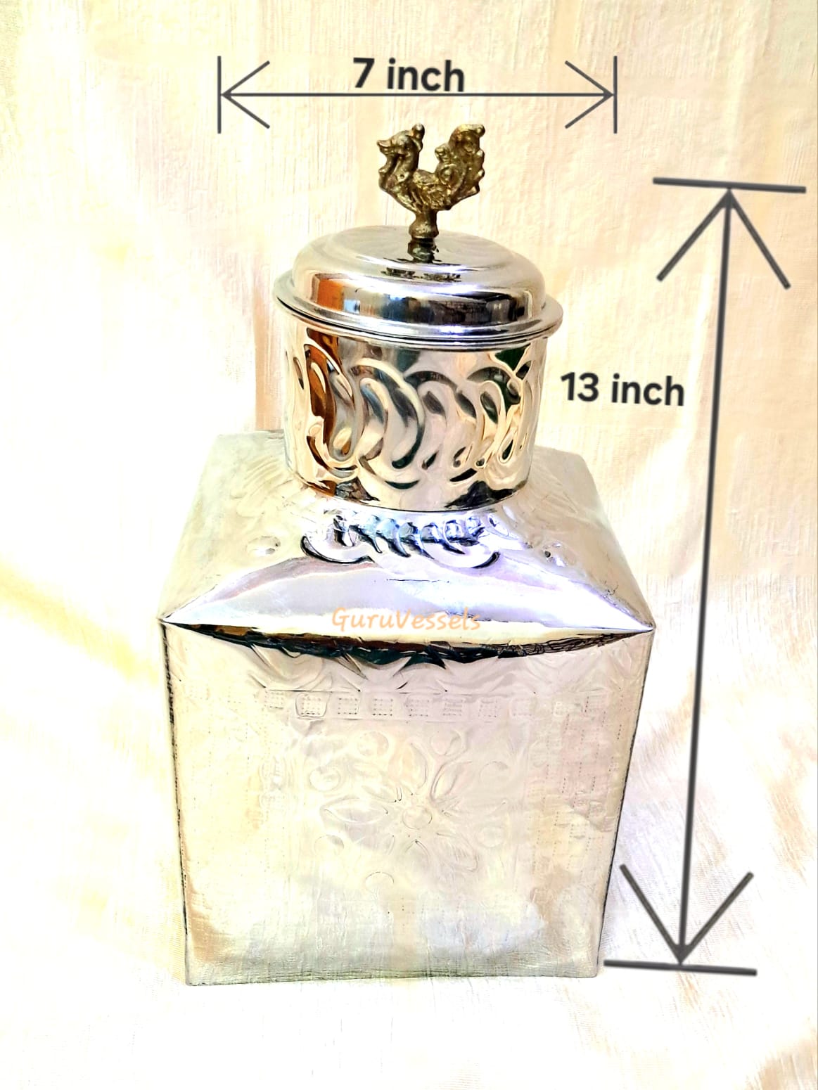 Pezhai Petti – Stainless Steel Tamil Wedding Ritual Box- annam design lid