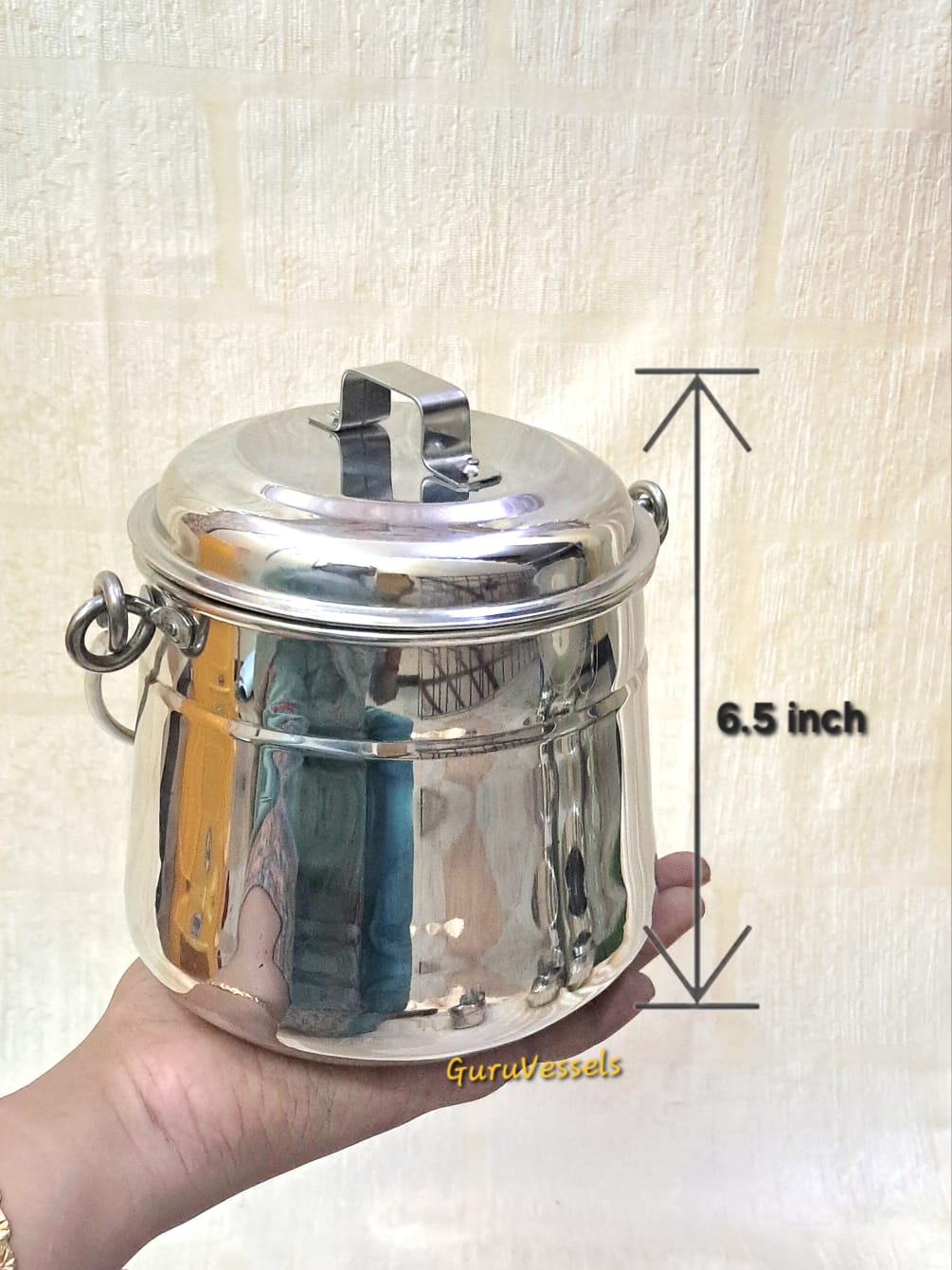 Handcrafted karaikudi thooku-Stainless Steel Papaya shape Thooku – 6 & 6.5 Inch Traditional Hanging Containers