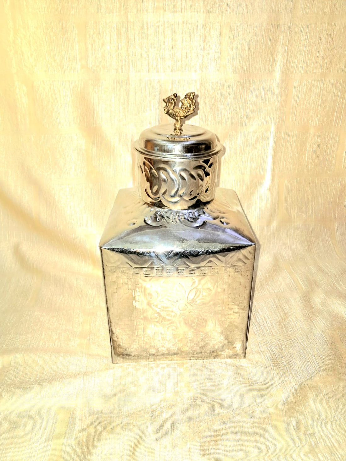 Pezhai Petti – Stainless Steel Tamil Wedding Ritual Box- annam design lid