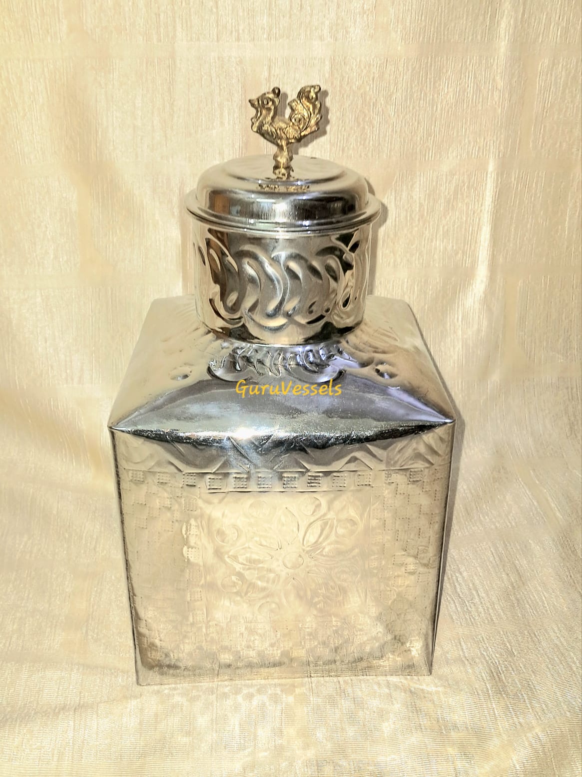 Pezhai Petti – Stainless Steel Tamil Wedding Ritual Box- annam design lid