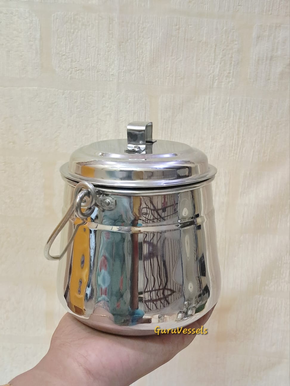Handcrafted karaikudi thooku-Stainless Steel Papaya shape Thooku – 6 & 6.5 Inch Traditional Hanging Containers