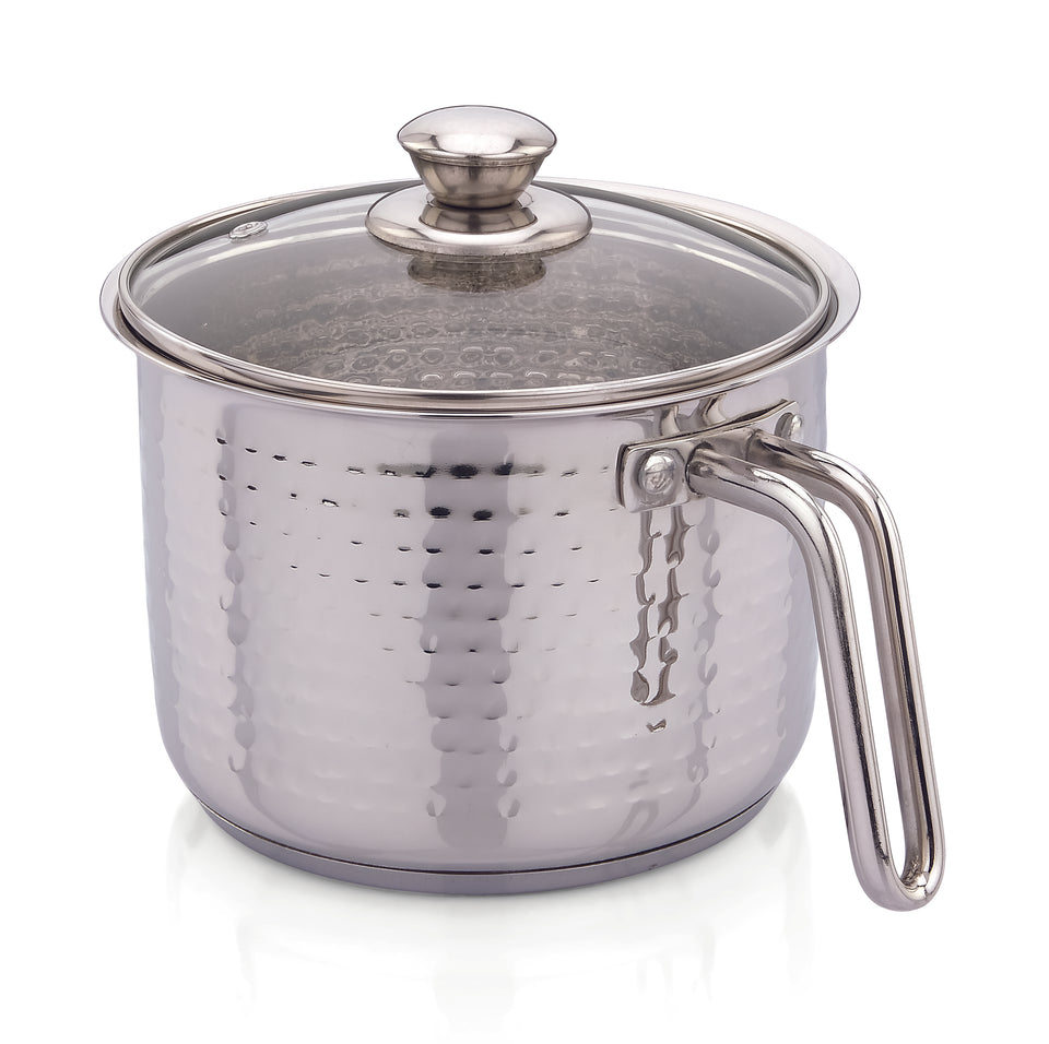 stainless steel triply milkpot hammered finish 2 litre / 2.5 litres