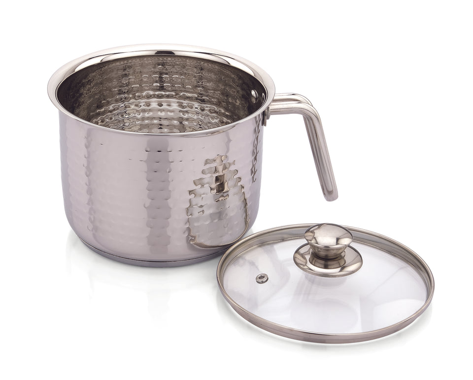 stainless steel triply milkpot hammered finish 2 litre / 2.5 litres
