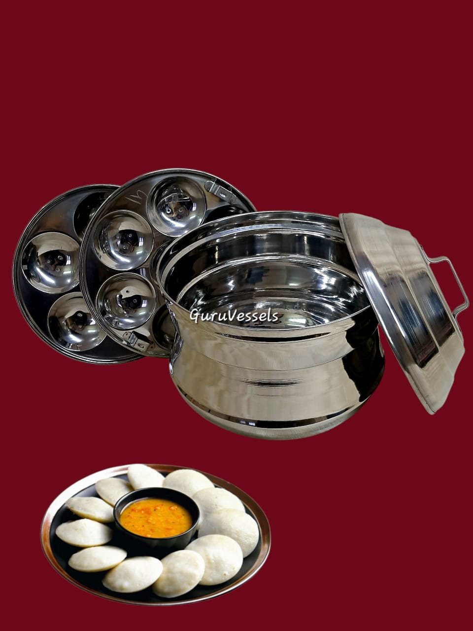 KARAIKUDI IDLY PAANAI - STAINLESS STEEL PREMIUM QUALITY .NO-10,12