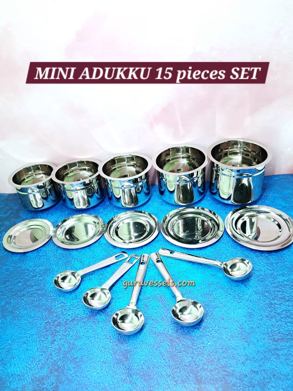 Chettinad Traditional Handmade Stainless Steel Mini Adukkuchatti Combo Set (15 Pcs Set)