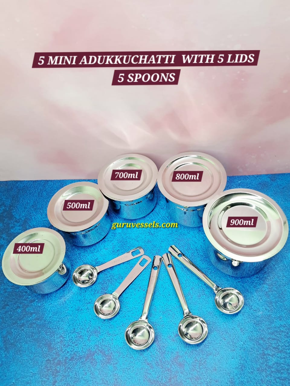 Chettinad Traditional Handmade Stainless Steel Mini Adukkuchatti Combo Set (15 Pcs Set)