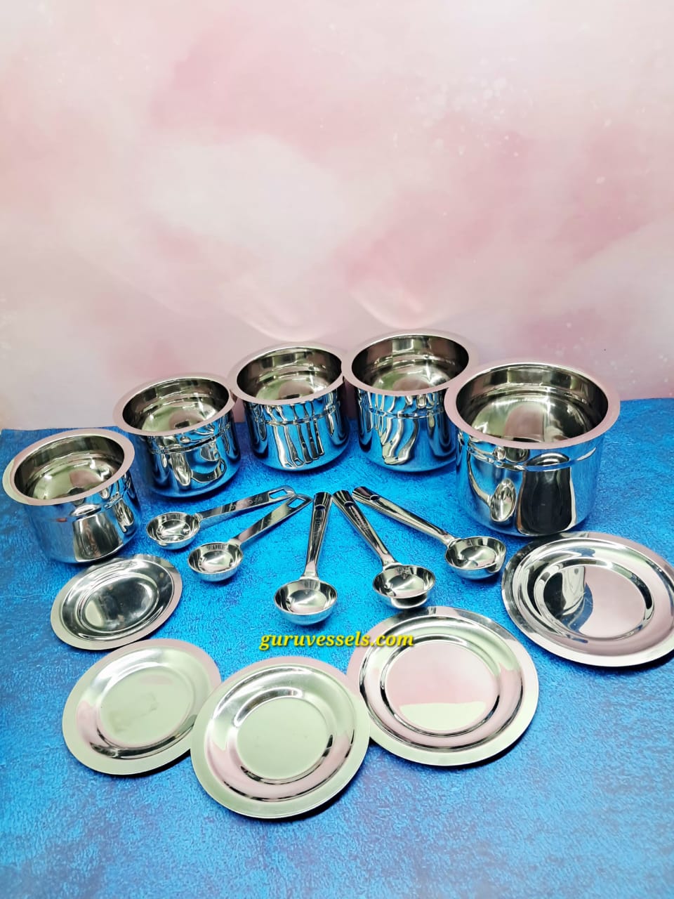Chettinad Traditional Handmade Stainless Steel Mini Adukkuchatti Combo Set (15 Pcs Set)