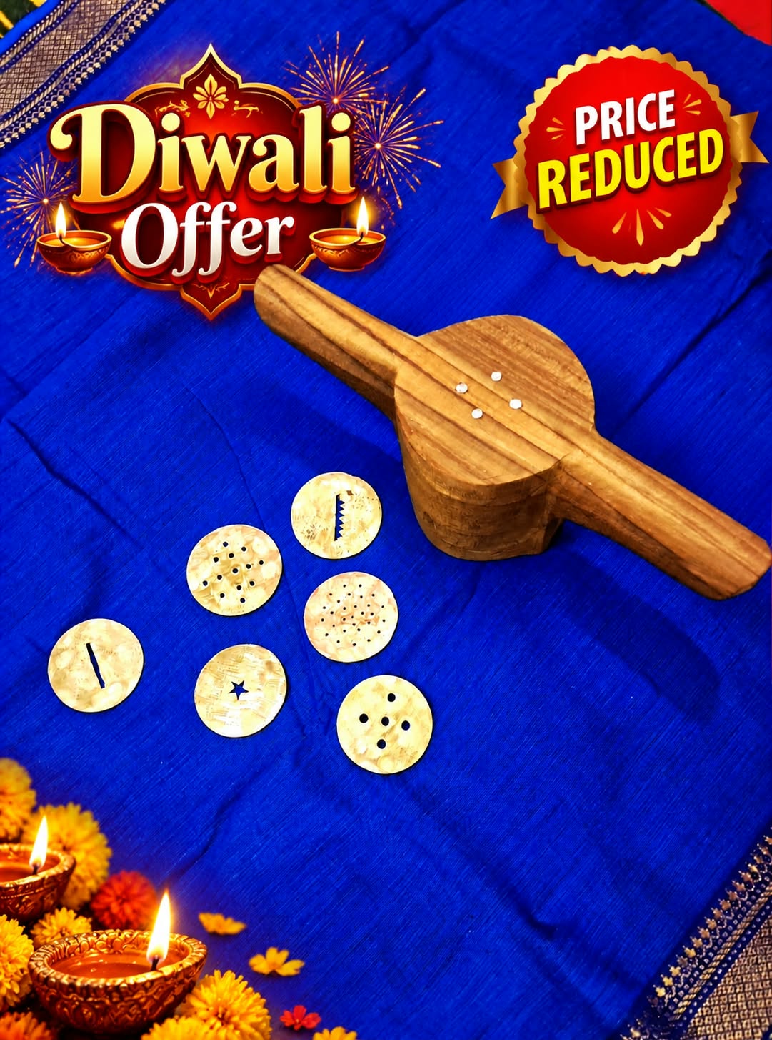 Diwali Offer on Pure Teak Wood Sillukattai 6-in-1 Traditional Murukku Press – Price Reduced – Guru Vessels
