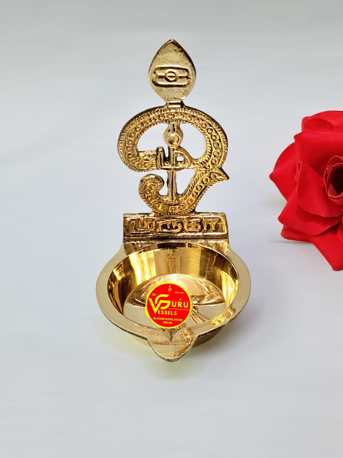 Om Vilakku – 4 Inch Brass Pooja Diya | Traditional