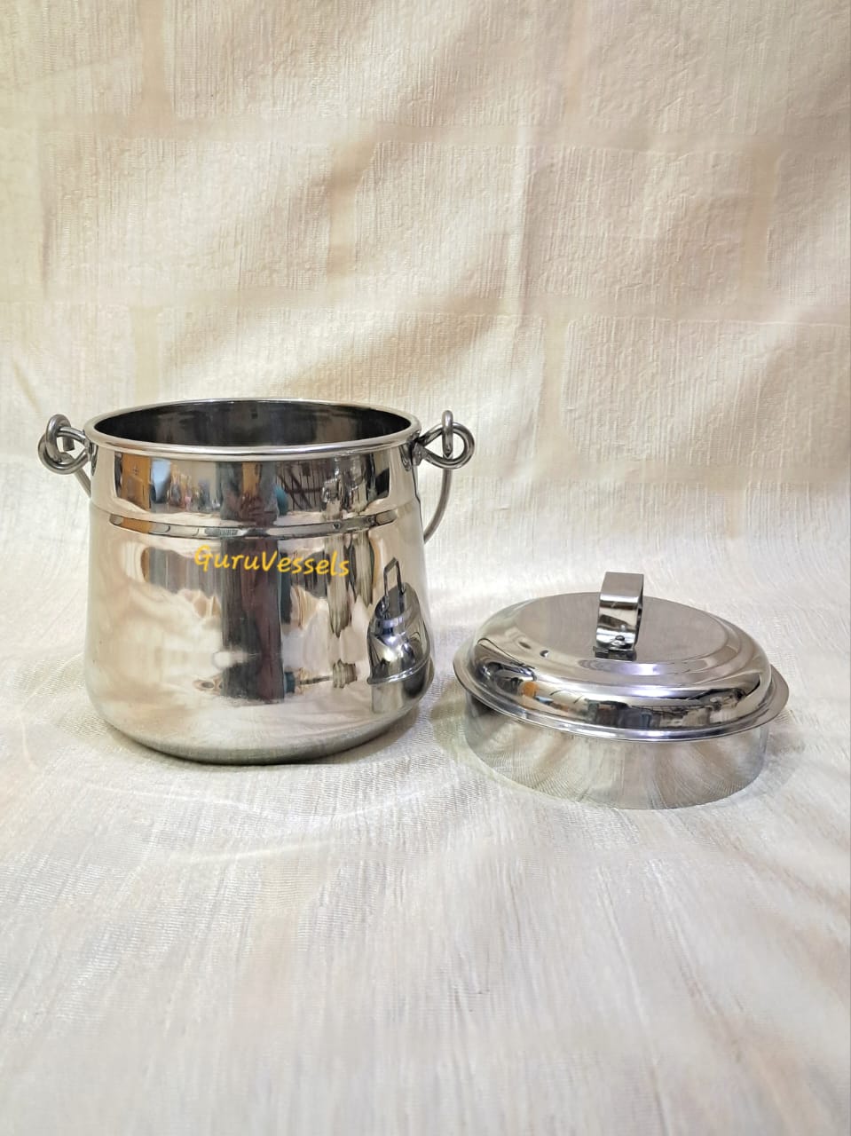 Handcrafted karaikudi thooku-Stainless Steel Papaya shape Thooku – 6 & 6.5 Inch Traditional Hanging Containers