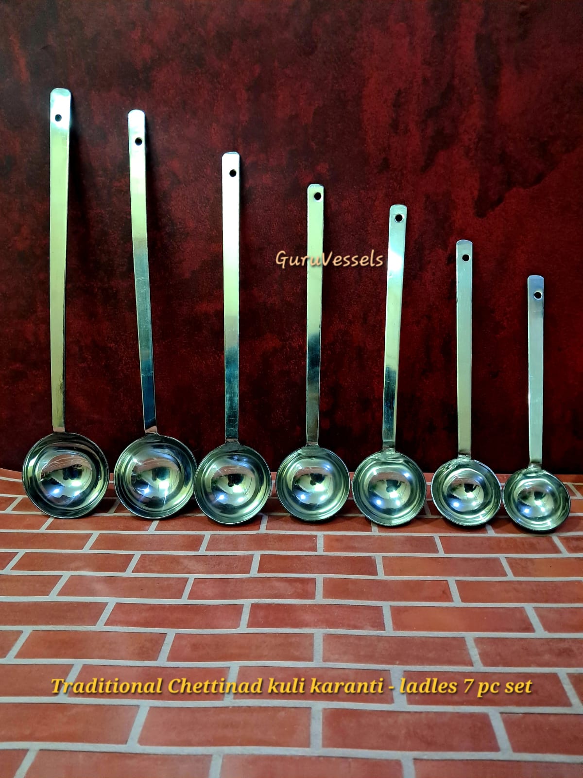 Chettinad Kuli Karandi 7 Piece Set – 2mm Thick Traditional Ladle | Handmade by Chettinad Artisans