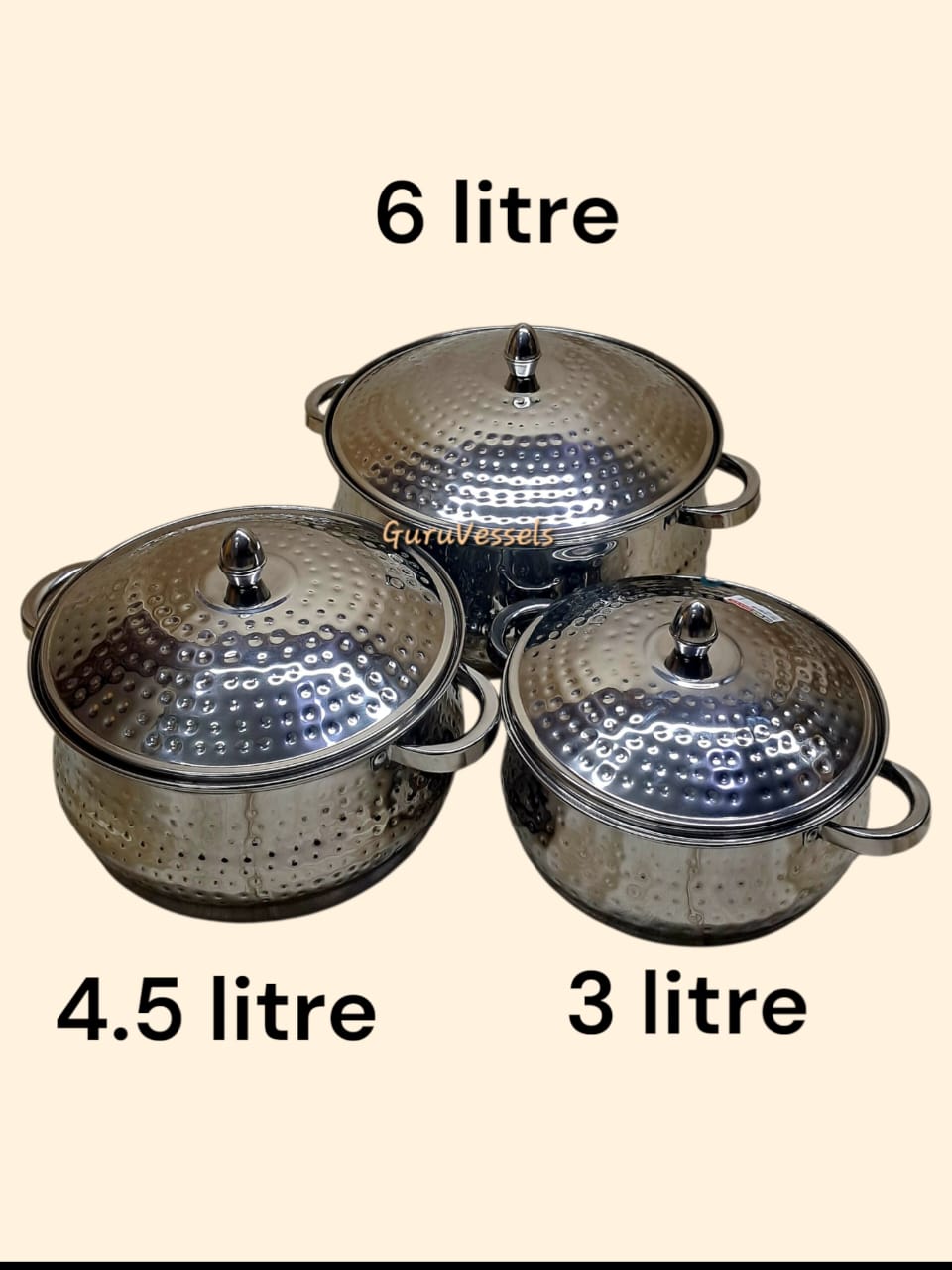 Serving dish- stainless steel 3 piece combo hammered finish
