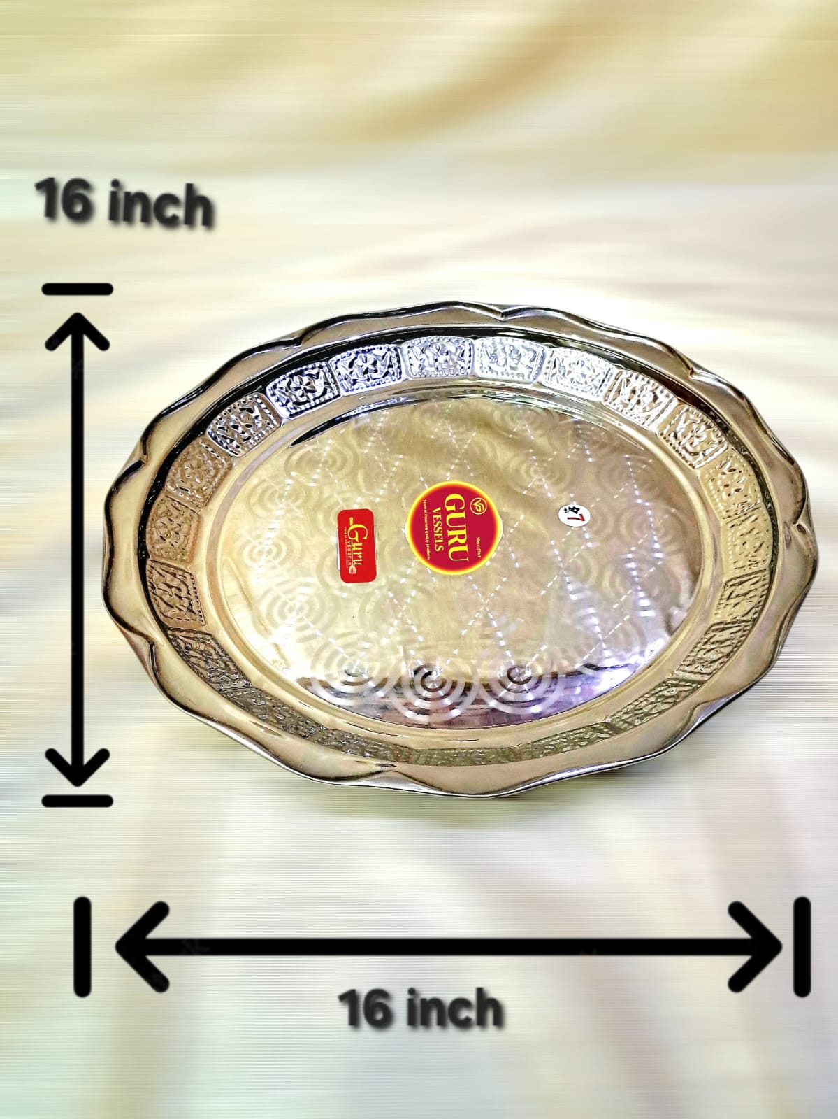 Big round Seervarisai Plate – Stainless Steel Round Plate (16 x 16 inch)