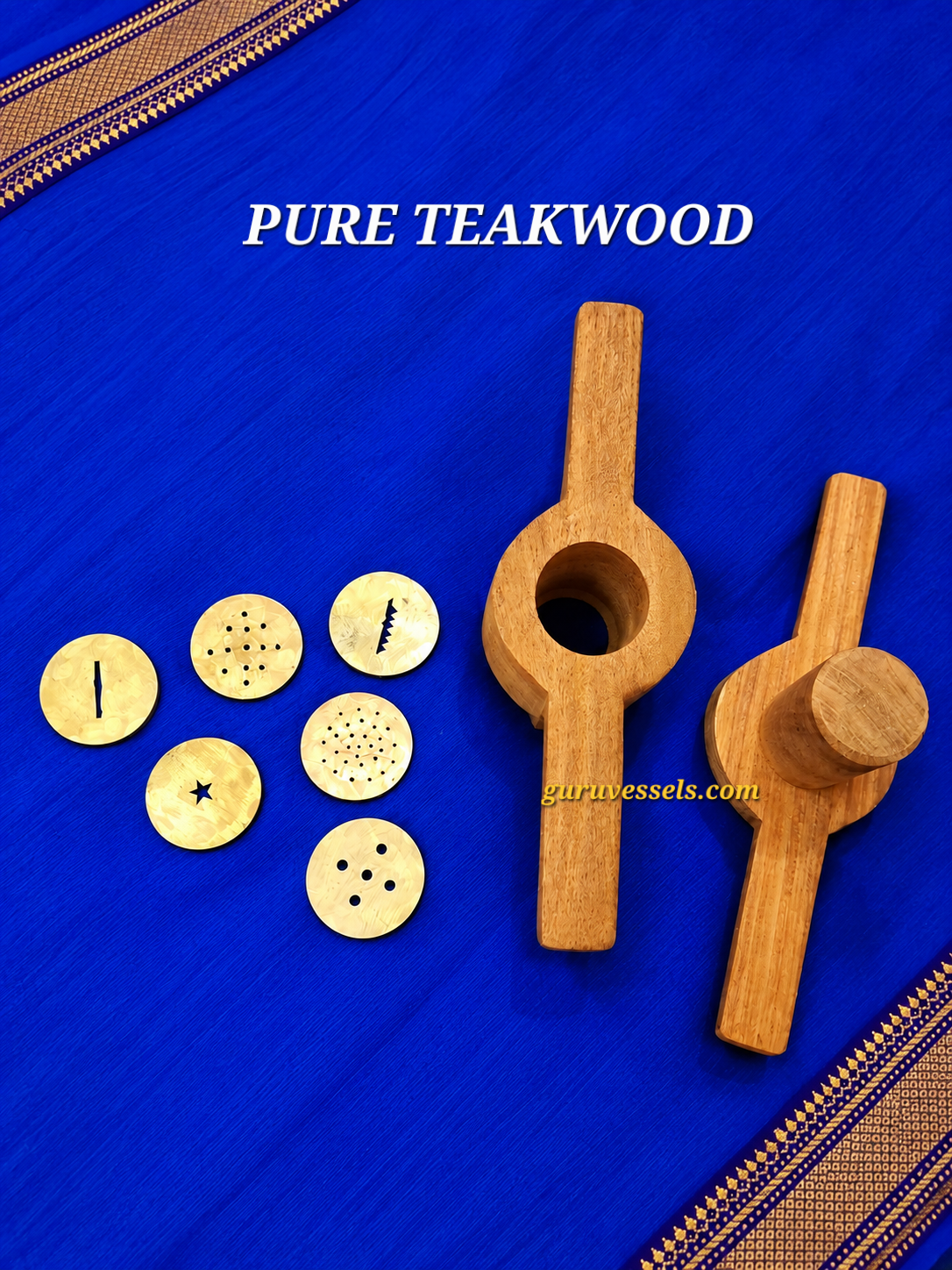 Chettinad Traditional Wooden Sillukattai Open Set with Six Brass Murukku Discs for Homemade Snacks – Guru Vessels