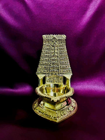 Tiruchendur Gopura Vilakku – Traditional Brass Temple Gopuram Lamp for Pooja | South Indian Decorative Brass Deepam