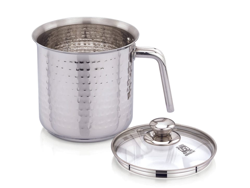 stainless steel triply milkpot hammered finish 2 litre / 2.5 litres