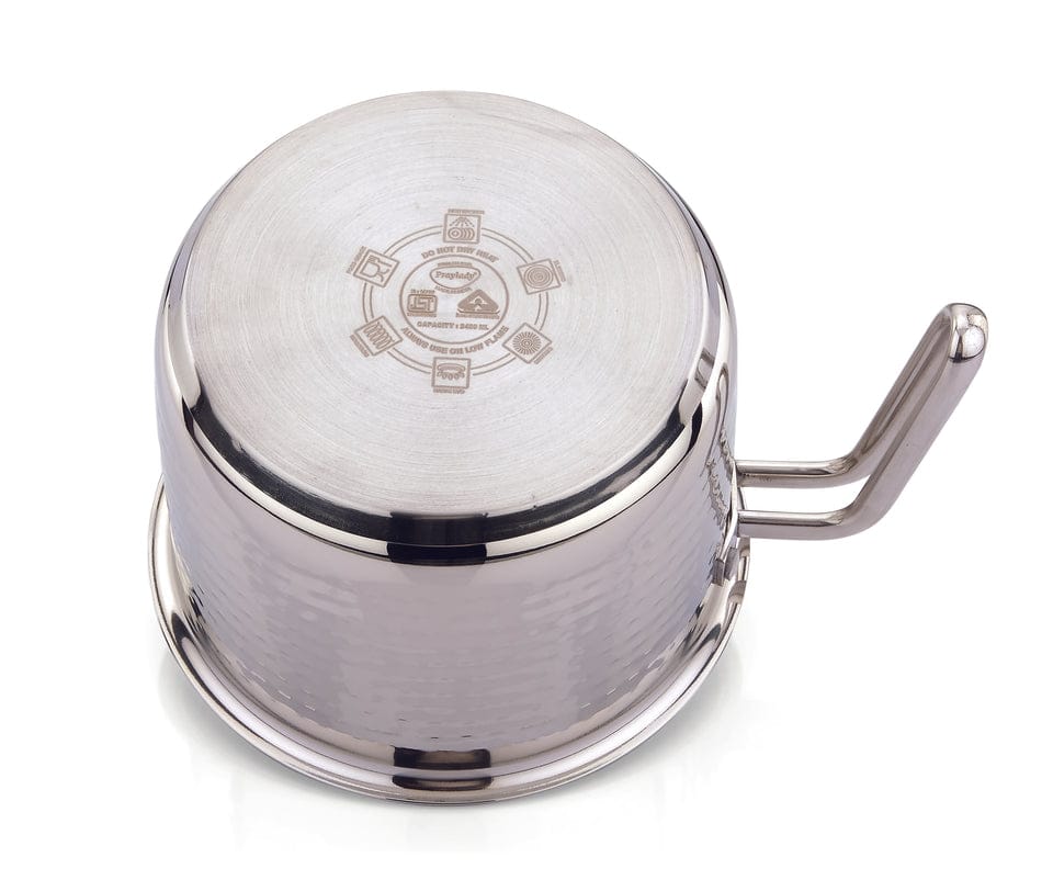 stainless steel triply milkpot hammered finish 2 litre / 2.5 litres