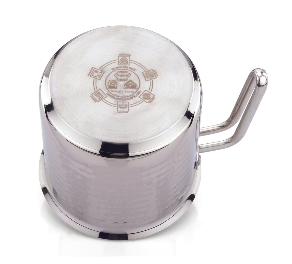 stainless steel triply milkpot hammered finish 2 litre / 2.5 litres