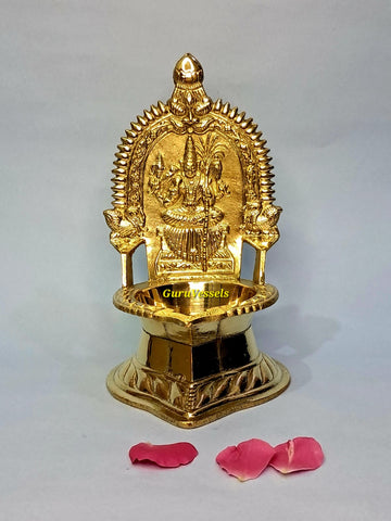 "Brass Kamatchi Amman traditional temple lamp diya 6 inch height"
