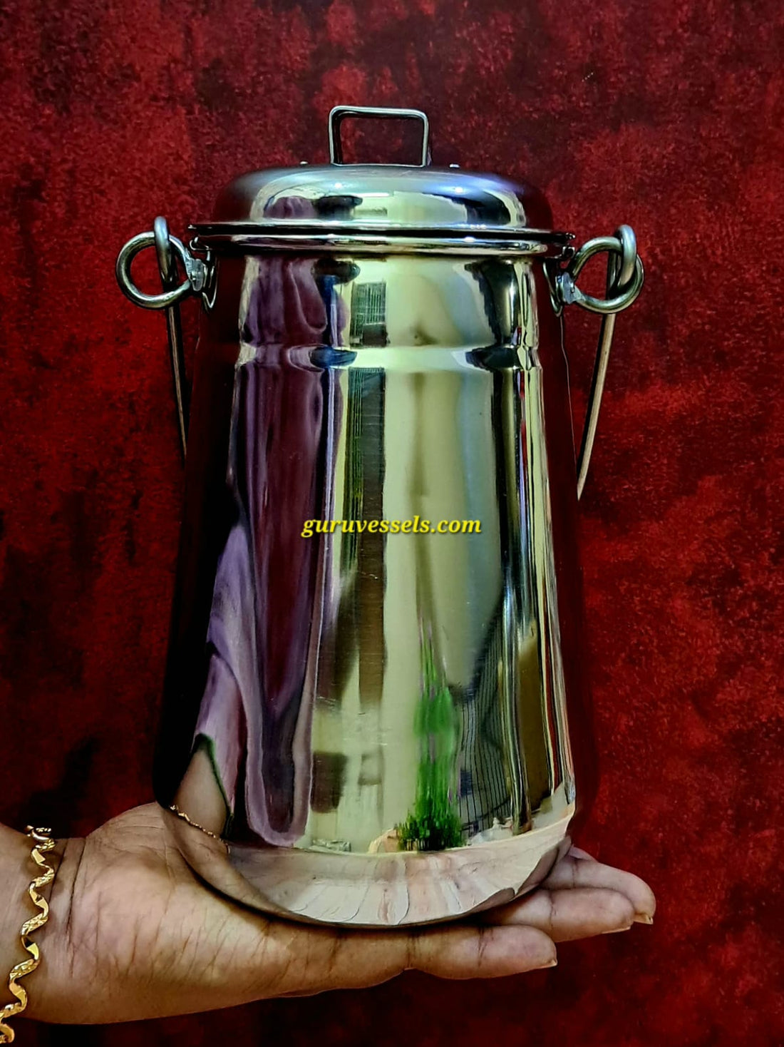 Handcrafted Karaikudi thooku-Stainless Steel big Palamani Thooku – 8.5 Inch Traditional Hanging Vessel