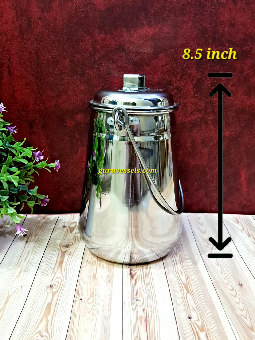 Handcrafted Karaikudi thooku-Stainless Steel big Palamani Thooku – 8.5 Inch Traditional Hanging Vessel