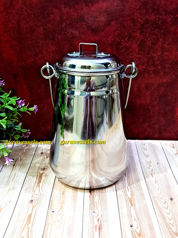 Handcrafted Karaikudi thooku-Stainless Steel big Palamani Thooku – 8.5 Inch Traditional Hanging Vessel
