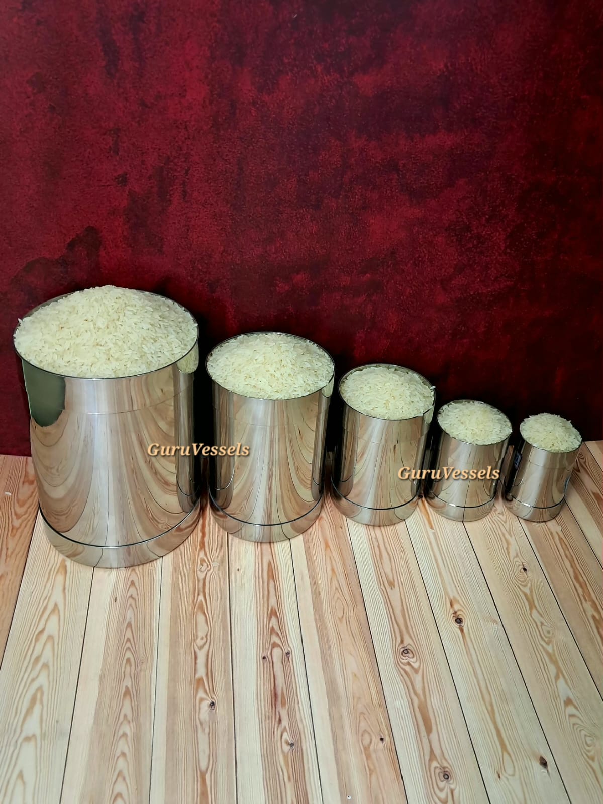 Premium Traditional Stainless Steel Padi Set | 5-Piece Authentic Rice & Grain Measuring Cups