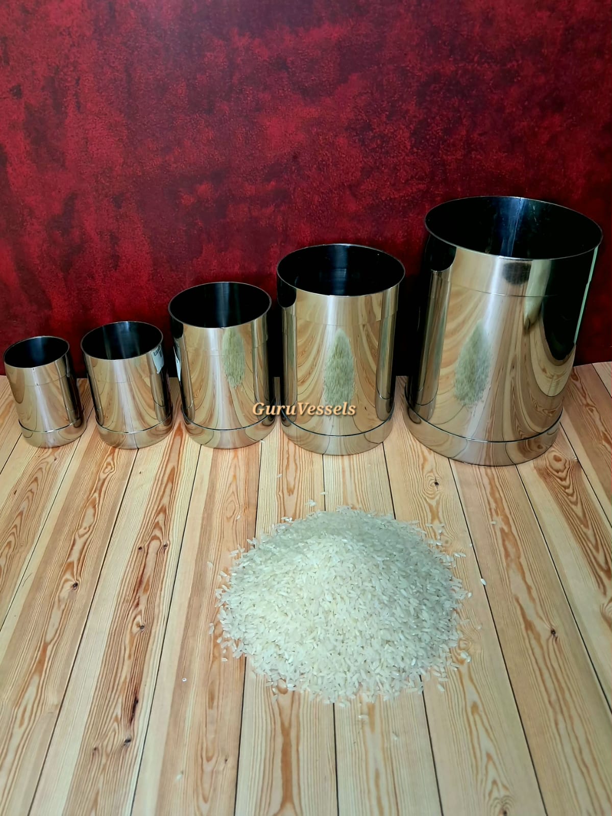 Premium Traditional Stainless Steel Padi Set | 5-Piece Authentic Rice & Grain Measuring Cups