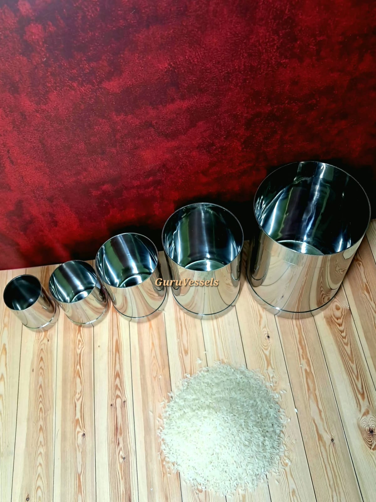 Premium Traditional Stainless Steel Padi Set | 5-Piece Authentic Rice & Grain Measuring Cups