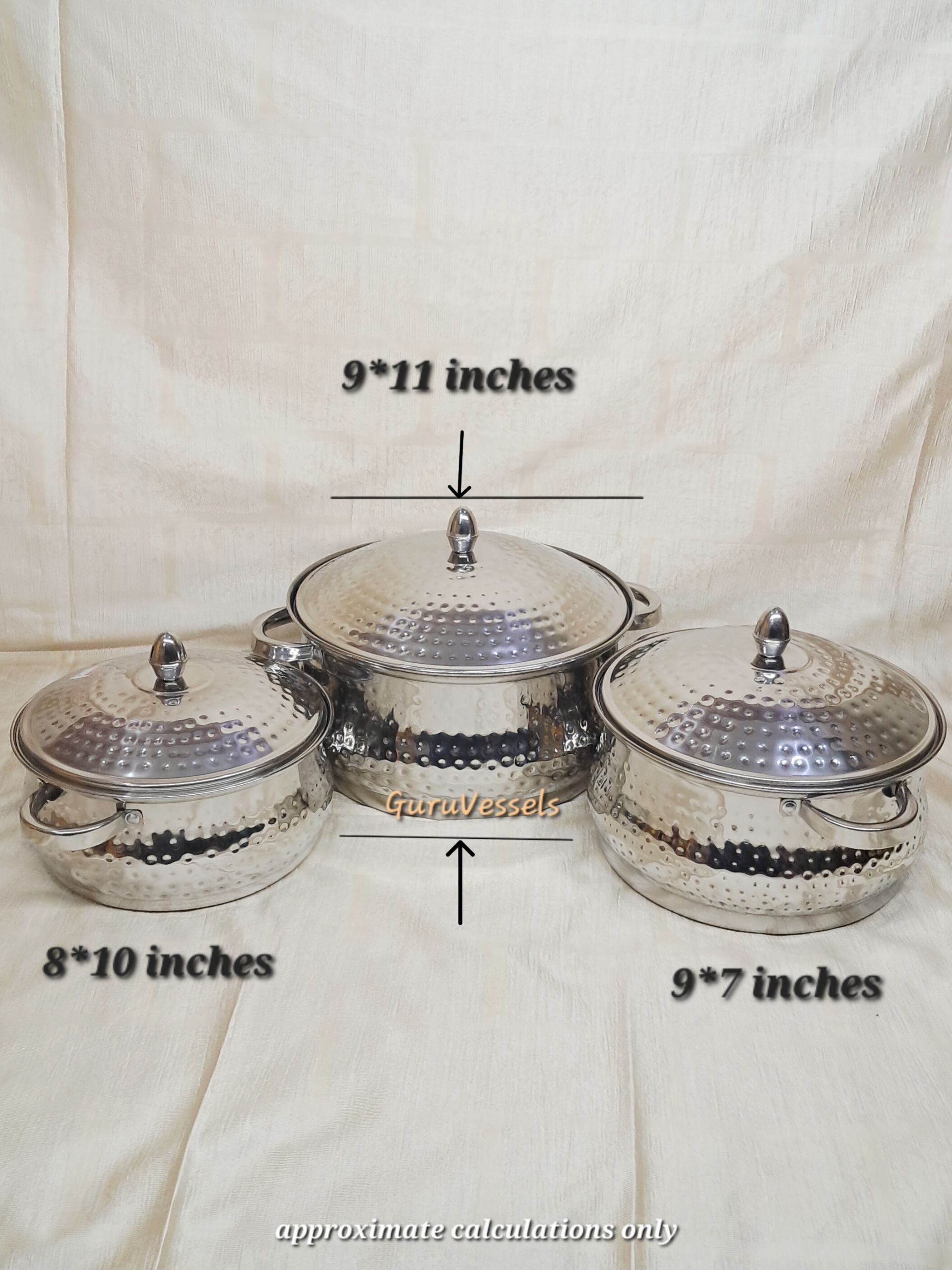 Serving dish- stainless steel 3 piece combo hammered finish