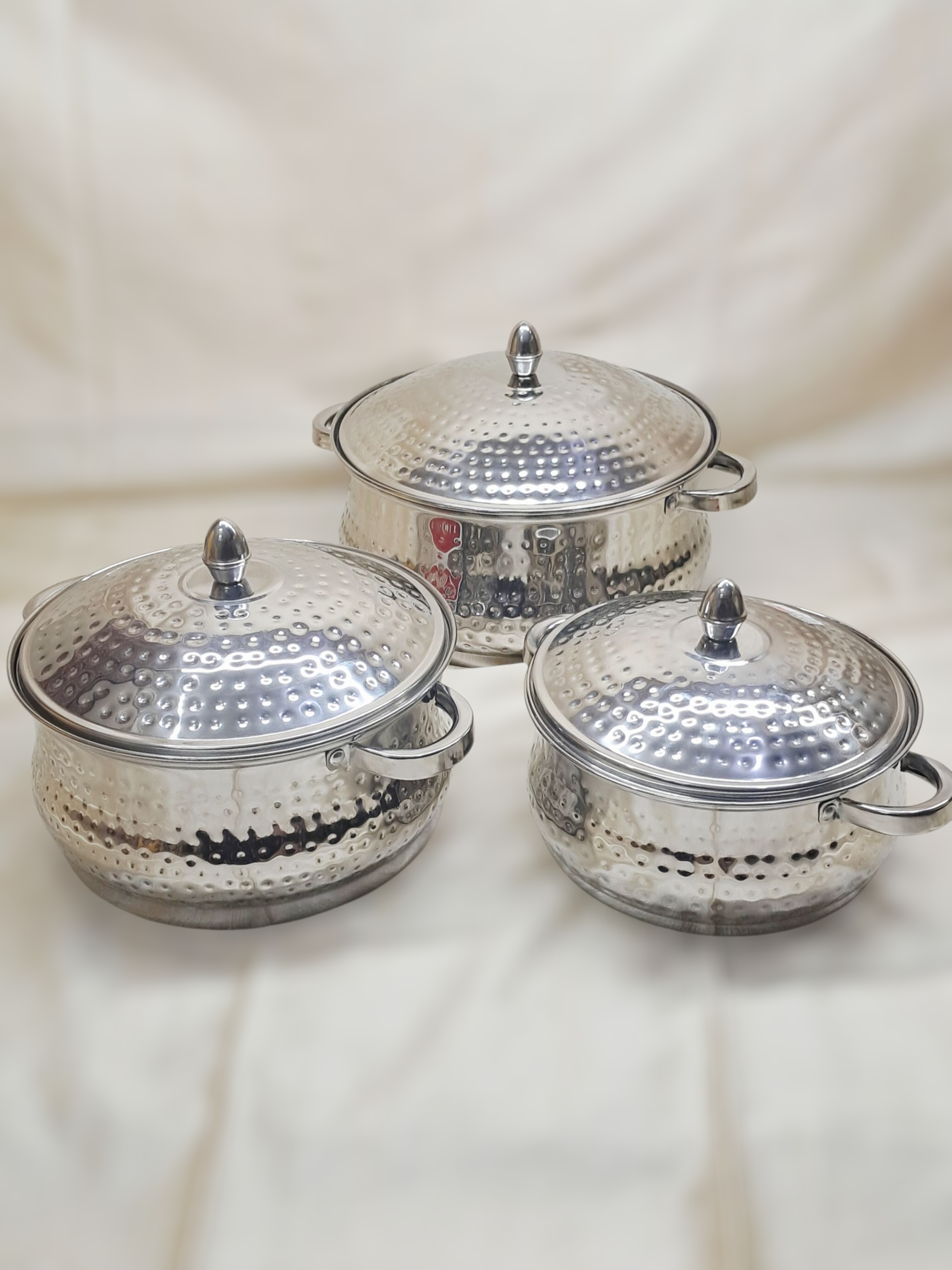 Serving dish- stainless steel 3 piece combo hammered finish