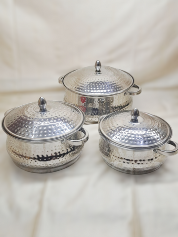 Serving dish- stainless steel 3 piece combo hammered finish