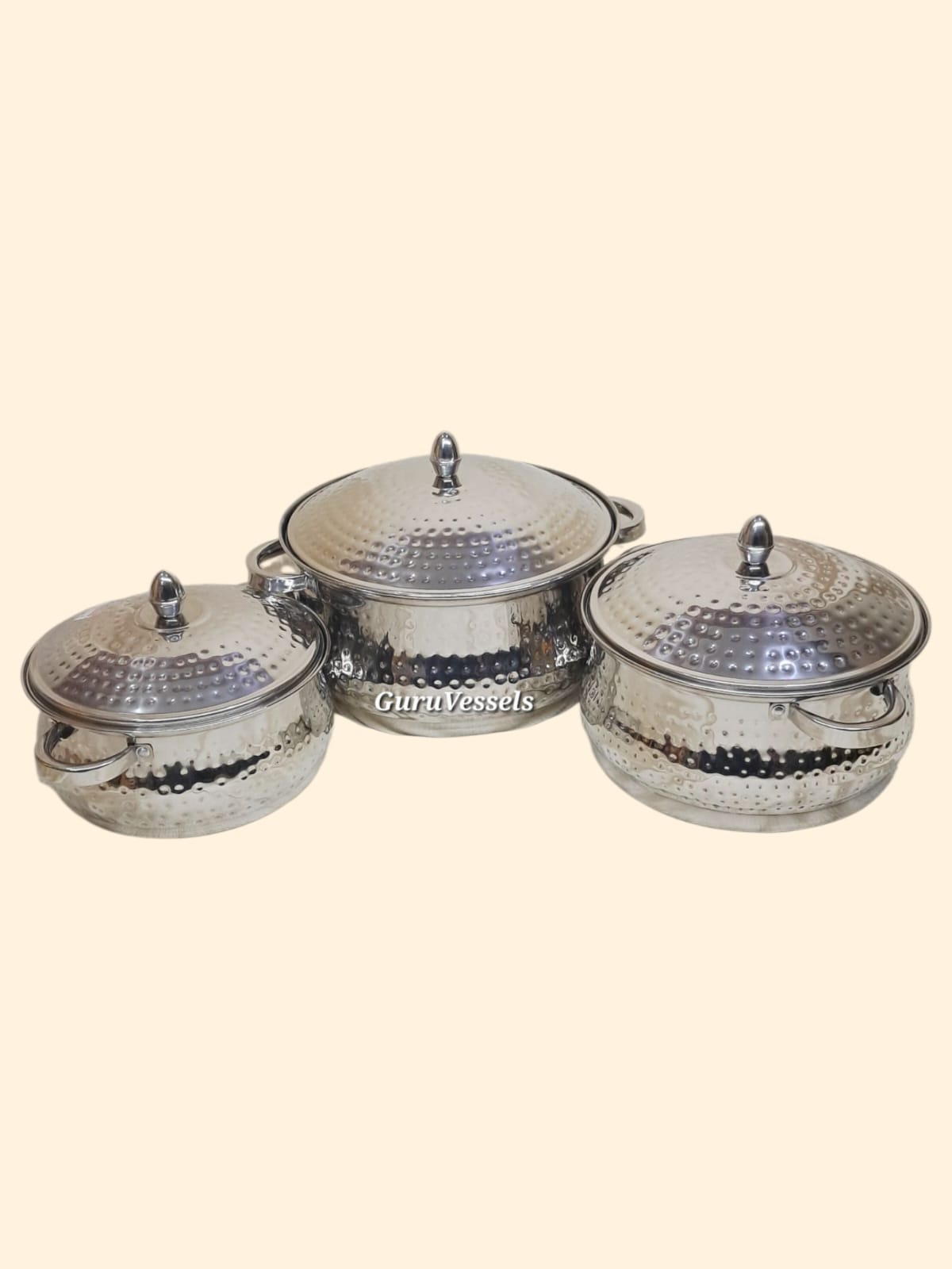 Serving dish- stainless steel 3 piece combo hammered finish