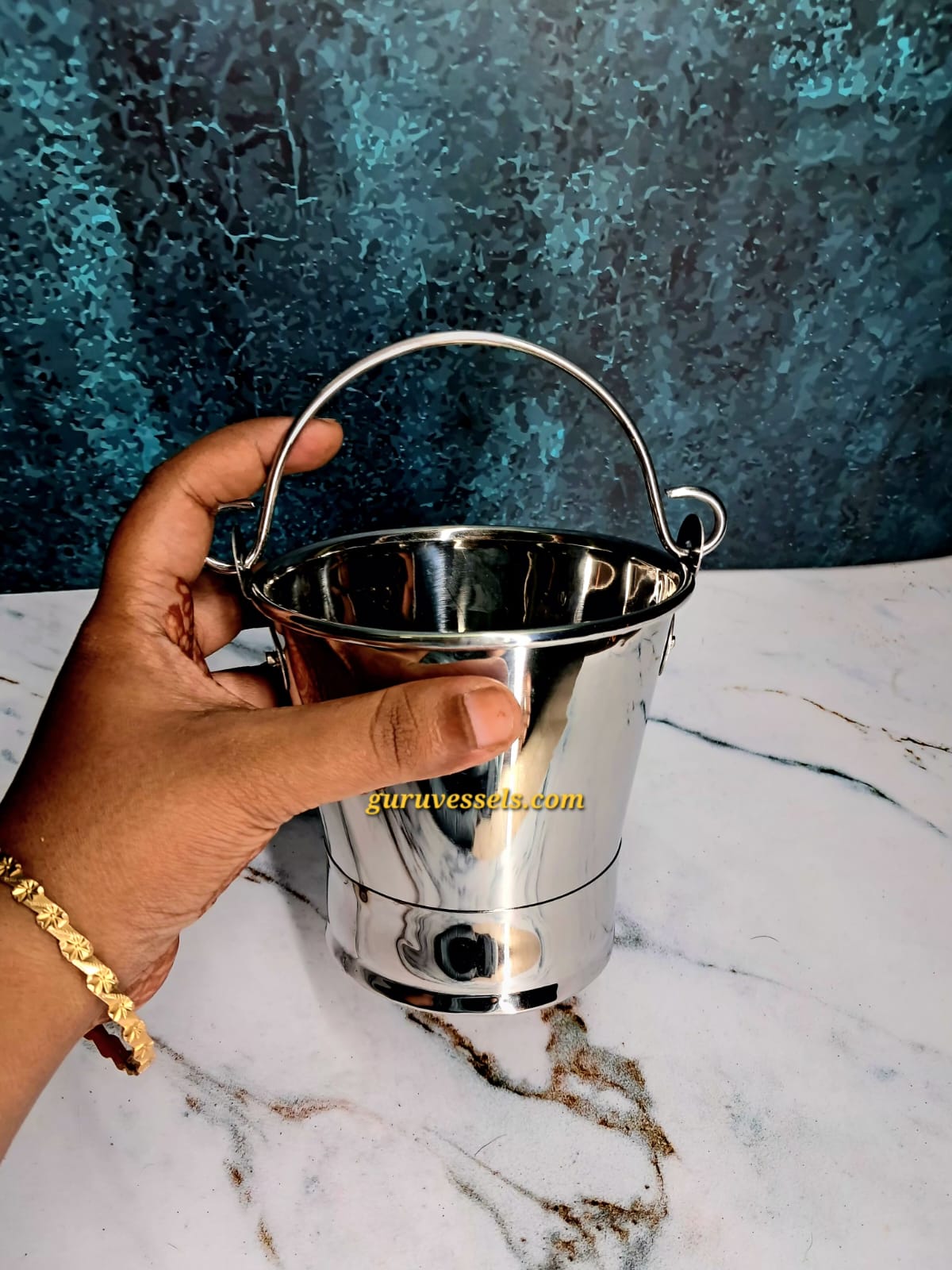 Chettinad Handmade Stainless Steel mini Nei Vaali Balti 600ml | Traditional premium Ghee Bucket