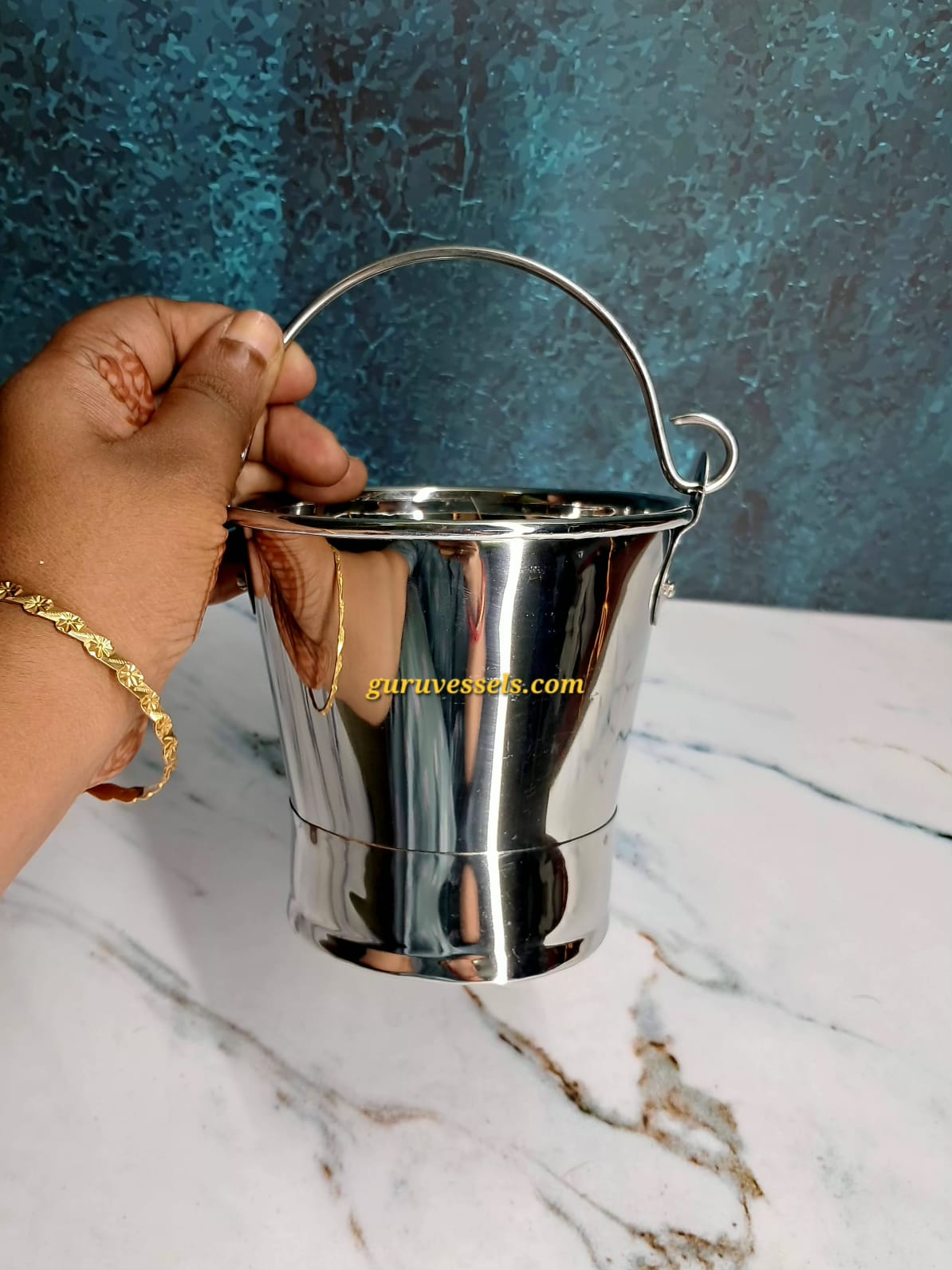 Chettinad Handmade Stainless Steel mini Nei Vaali Balti 600ml | Traditional premium Ghee Bucket