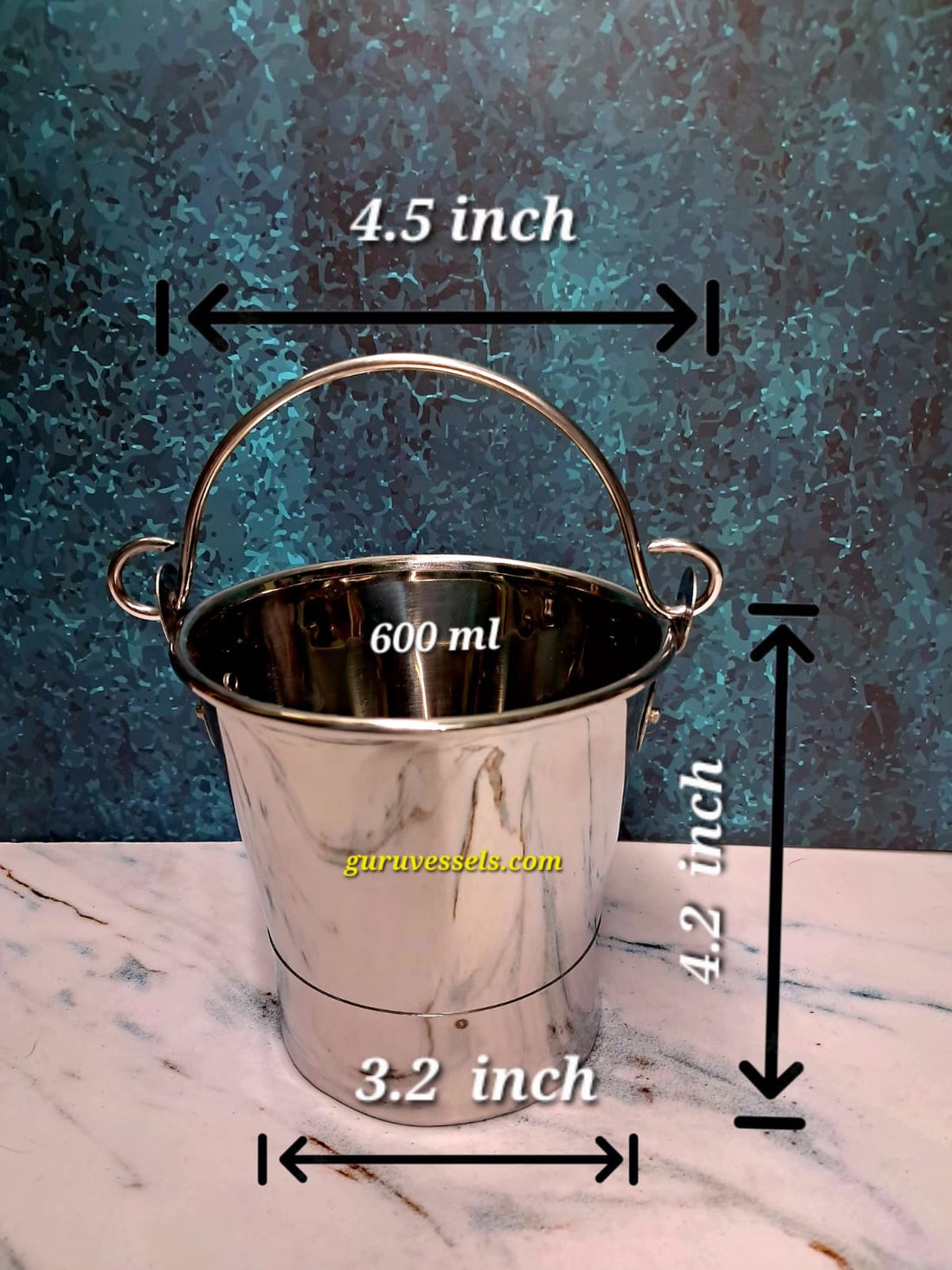 Chettinad Handmade Stainless Steel mini Nei Vaali Balti 600ml | Traditional premium Ghee Bucket