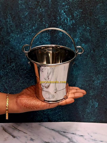 Chettinad Handmade Stainless Steel mini Nei Vaali Balti 600ml | Traditional premium Ghee Bucket